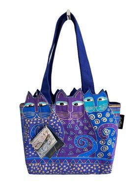 NWT Laurel Burch ‘Indigo Cutout Cats’ Whimsical Tote Bag